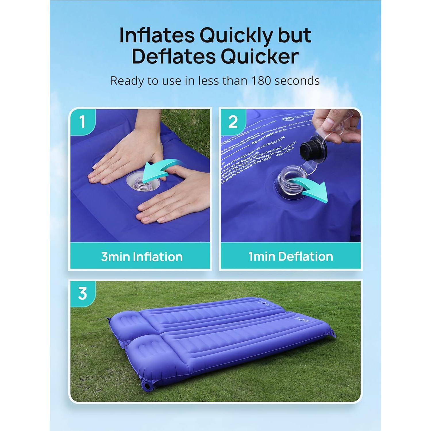 Colchoneta Inflable Andola HF069 Doble 13.97 cm con Almohada