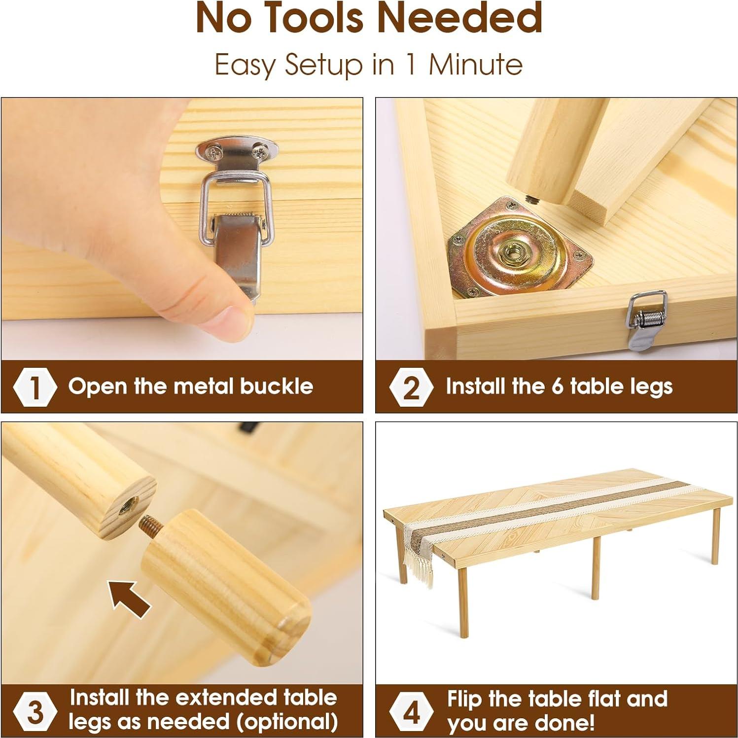 Mesa de Picnic Plegable GLDZI Boho Grande 152.4x76.2 cm