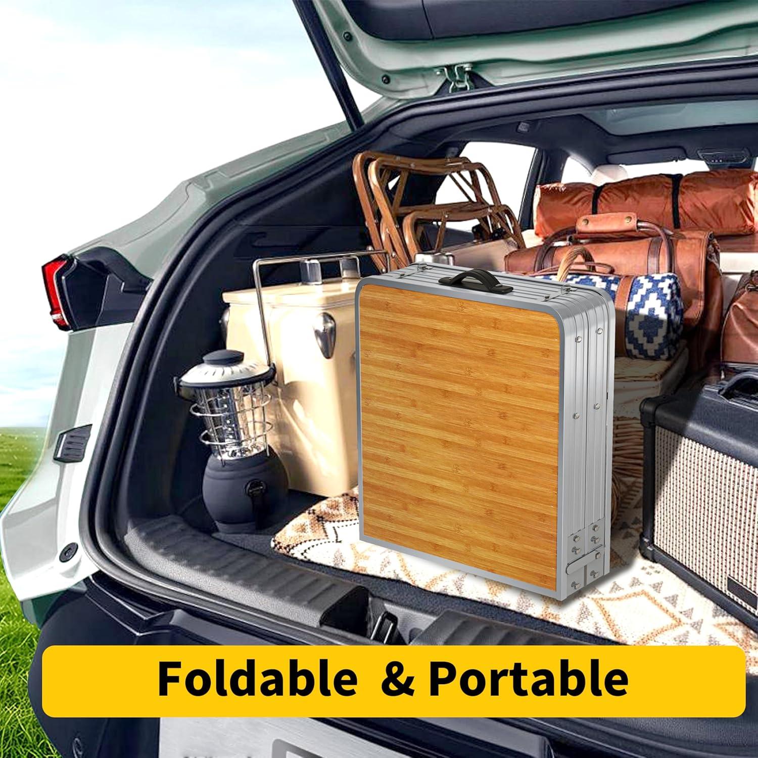 Mesa Plegable UNICOO 1.2m con 4 Sillas Ajustable Arce Miel