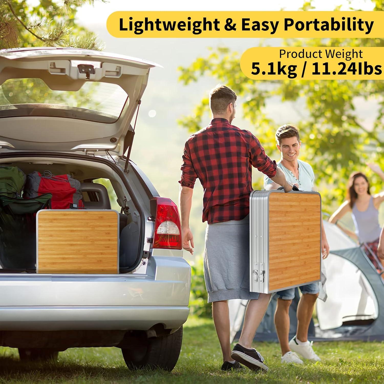 Mesa Plegable UNICOO 1.2m con 4 Sillas Ajustable Arce Miel