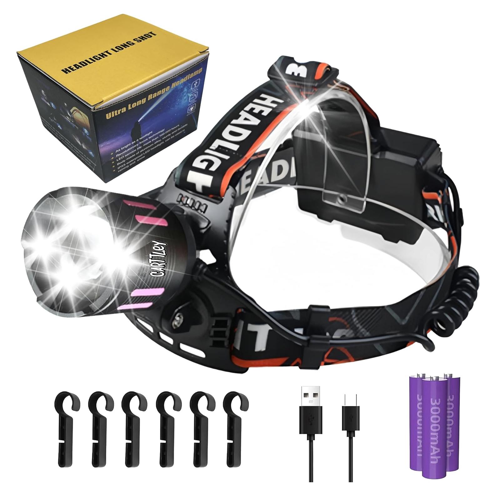 Linterna Frontal Recargable Carttley 150000LM IP67 4 Modos