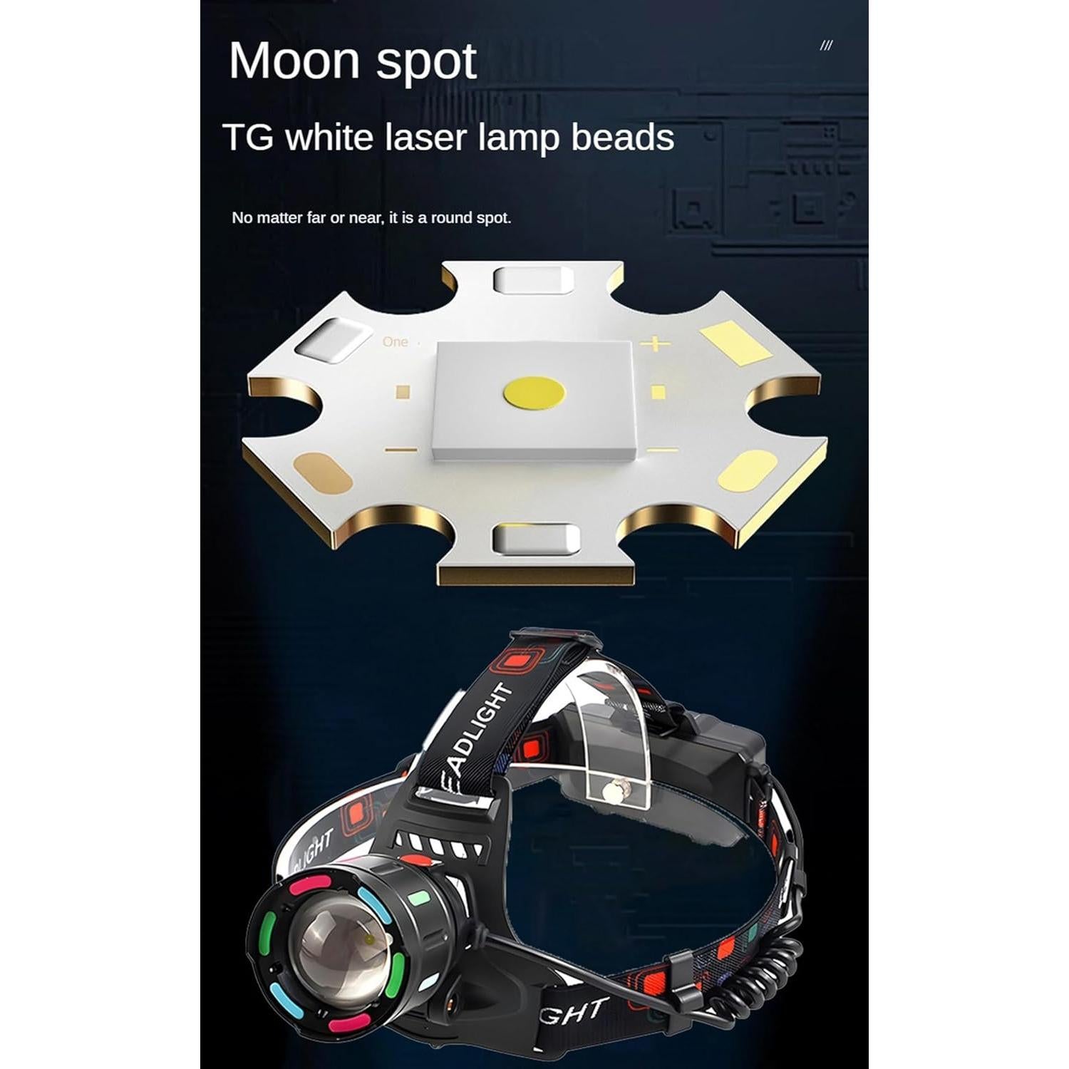 Linterna Frontal Recargable Carttley 150000LM IP67 4 Modos