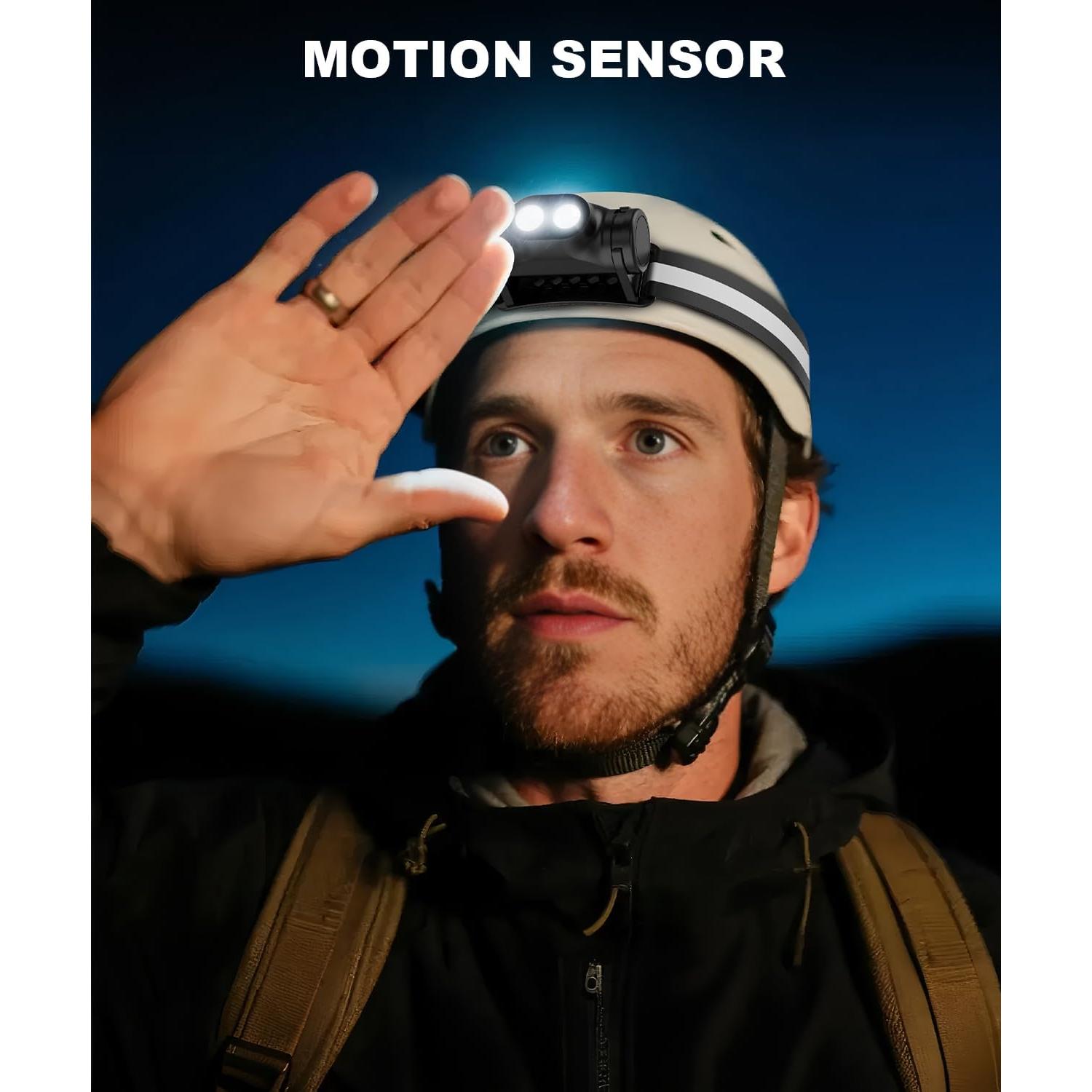 Linterna Frontal Recargable Spriak 2PC LED 4 Modos Sensor Movimiento