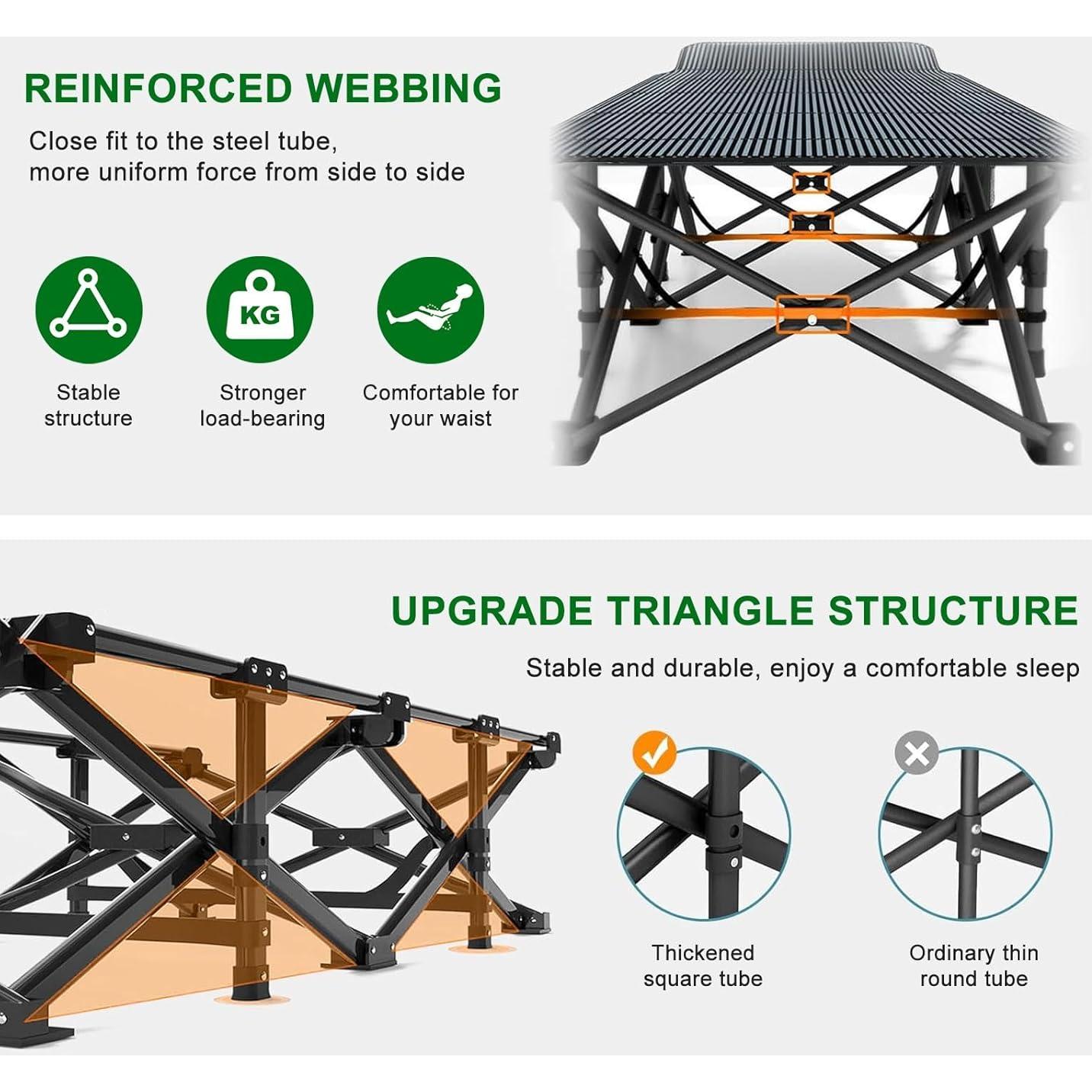 Cama de Camping Plegable XL Genérico con Colchón Grueso 190.5x71.1cm