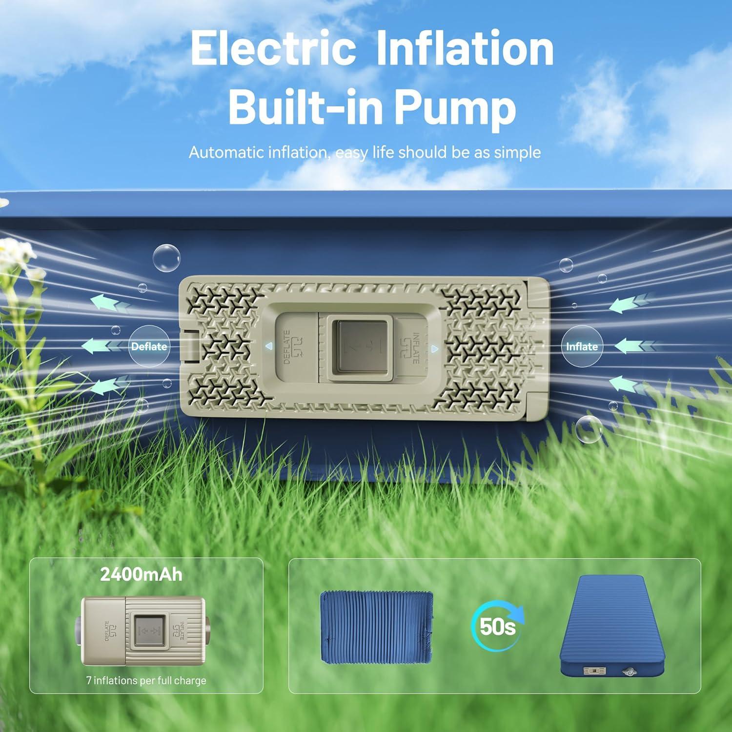 Colchoneta Autoinflable PineHike 200x74 cm Espuma Memoria 10.16 cm