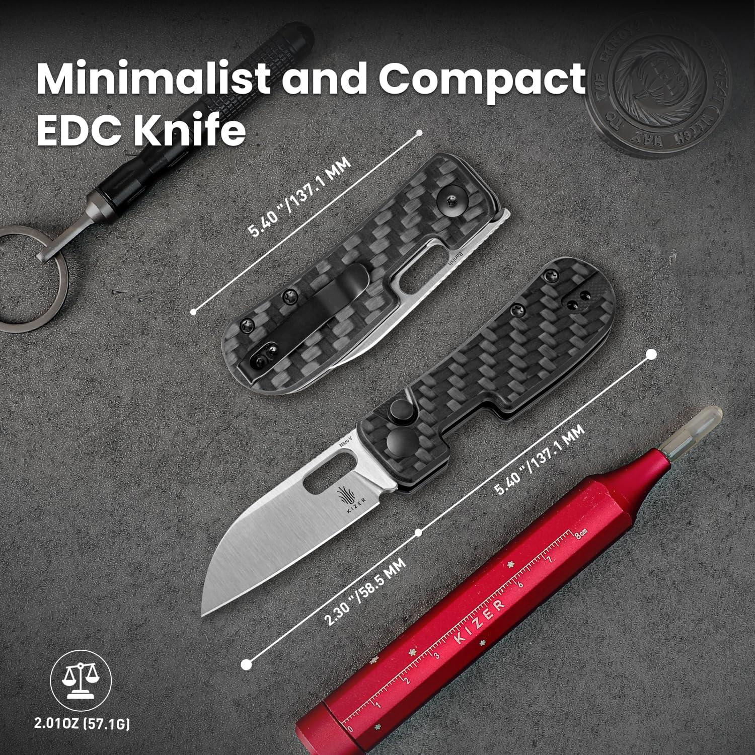 Cuchillo de bolsillo Kizer Banish, plegable 58.5 mm Nitro-V