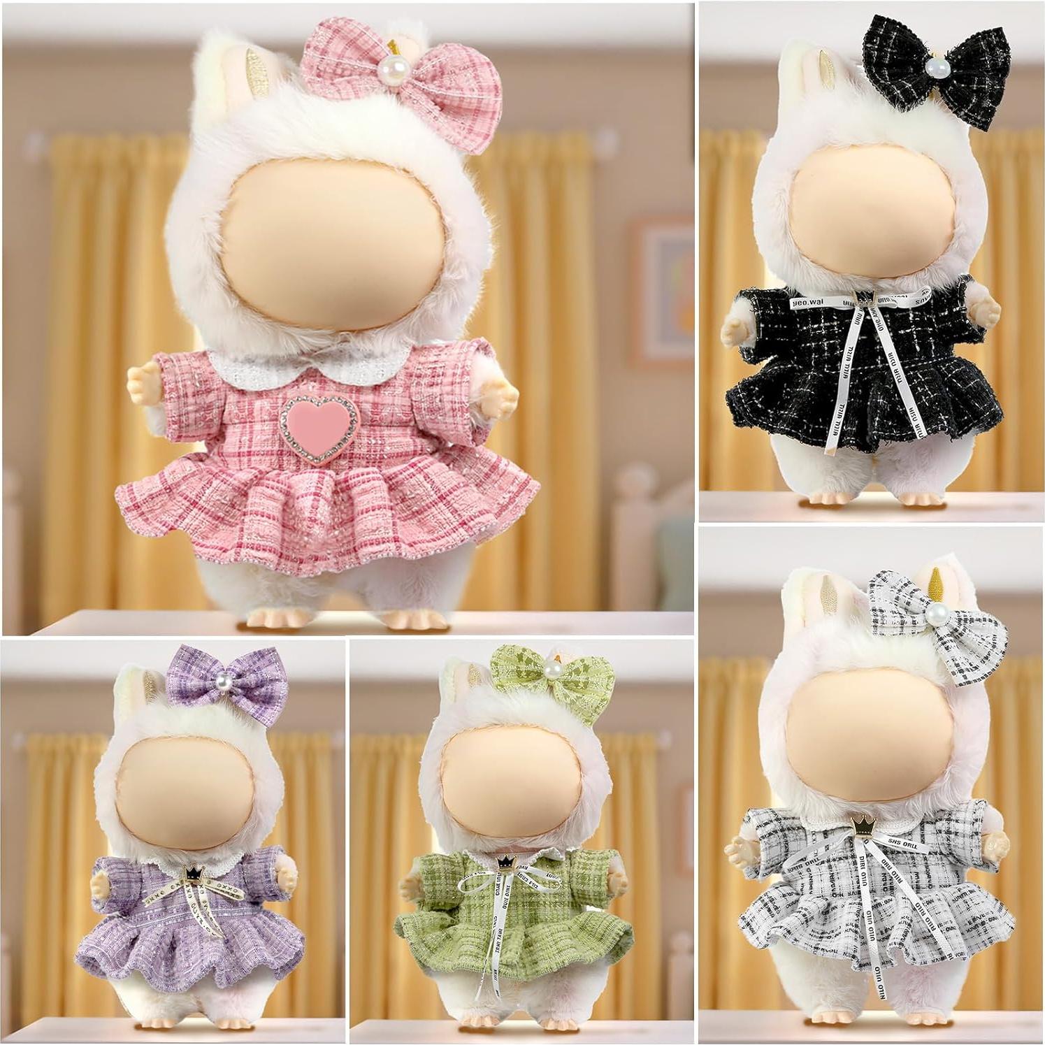 Conjunto de Ropa de Muñeca LABUBU 17cm Chic de Lujo Negro