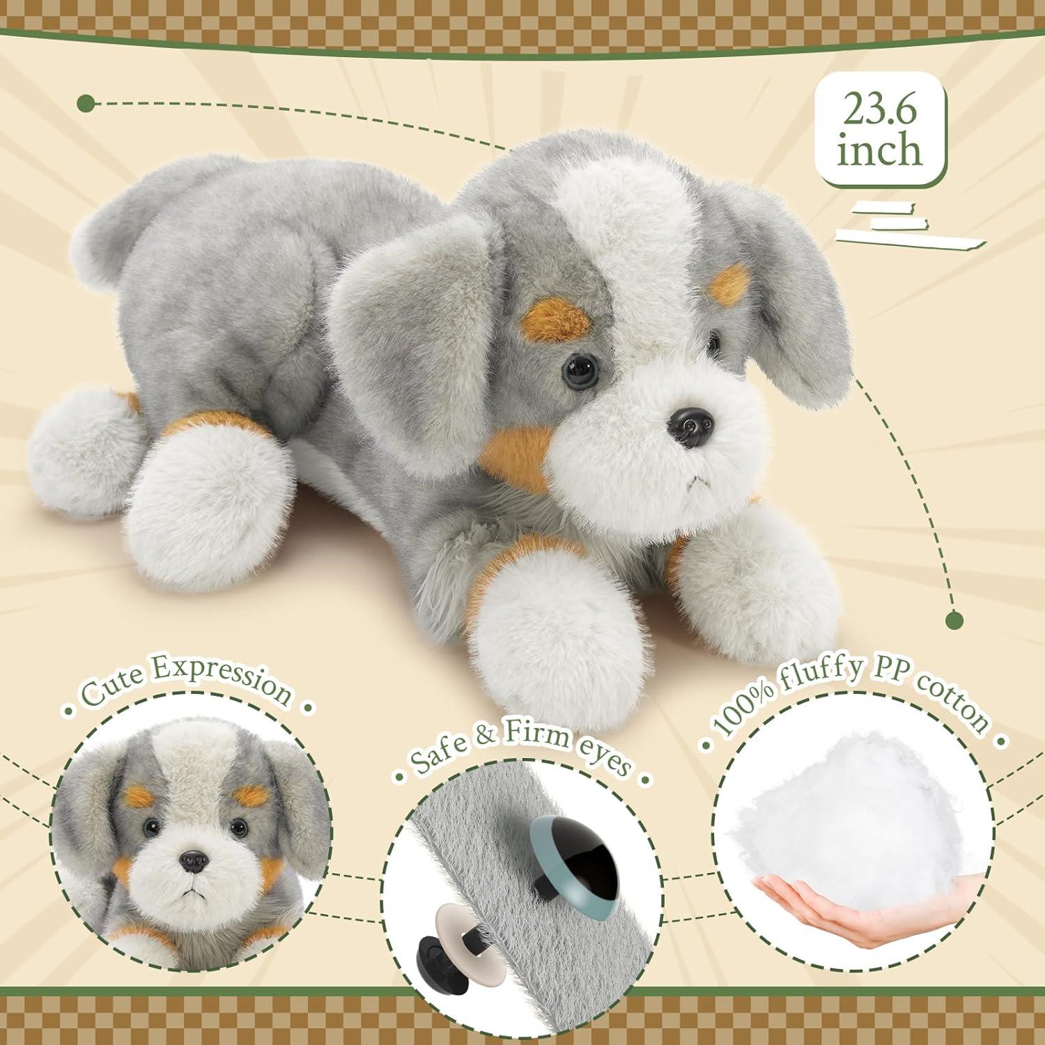 Juguete de Peluche Tezituor Border Collie con 4 Cachorros 61 cm