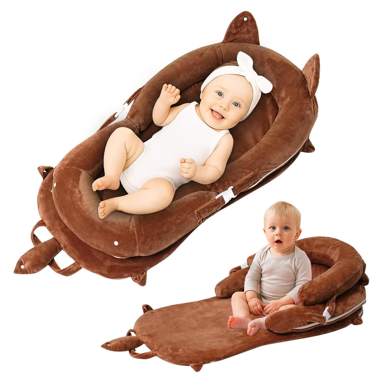 Cojín Portátil para Bebé Marrón - 3 en 1, 0-24 Meses