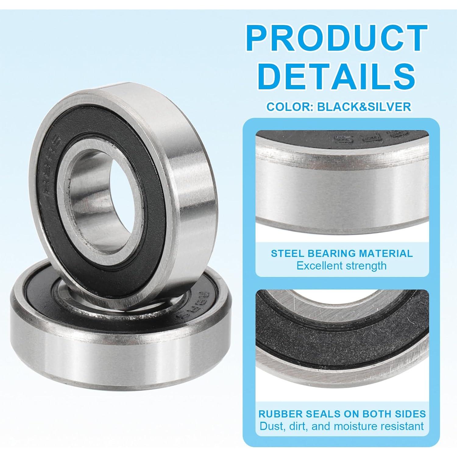 Rodamientos de Bolas PATIKIL R8-2RS Doble Sellado 2 Piezas