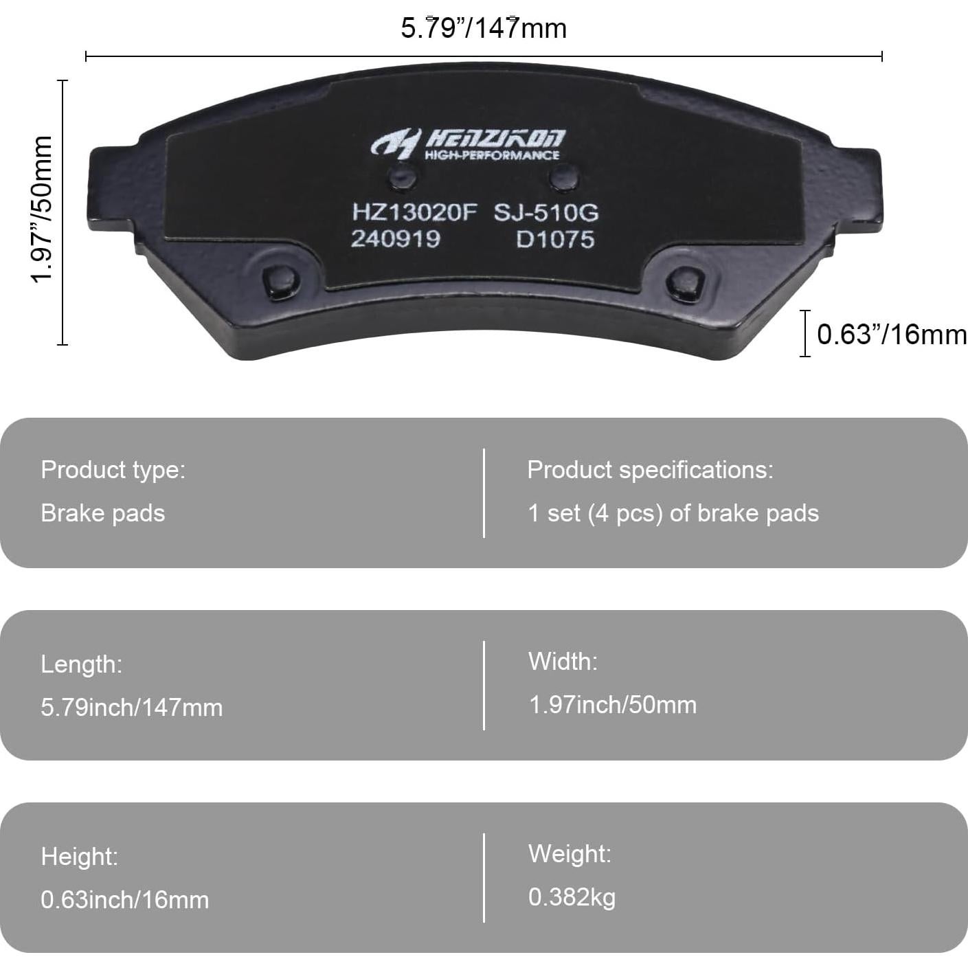 Pastillas de Freno Delanteras Cerámicas HYFTJYZ HZ1075