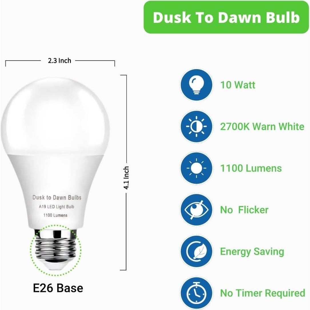 Paquete de 4 bombillas LED 10W 2700K con sensor SETEN