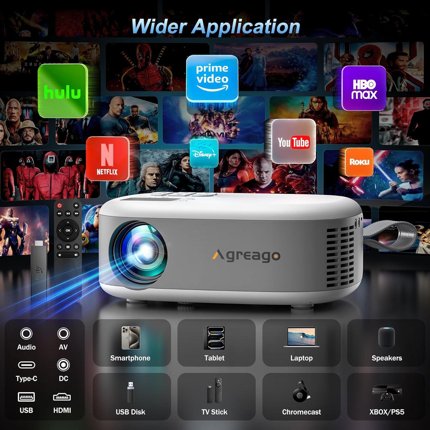 Proyector Portátil Agreago N1 HD 1080P 15000 Lúmenes WiFi 6