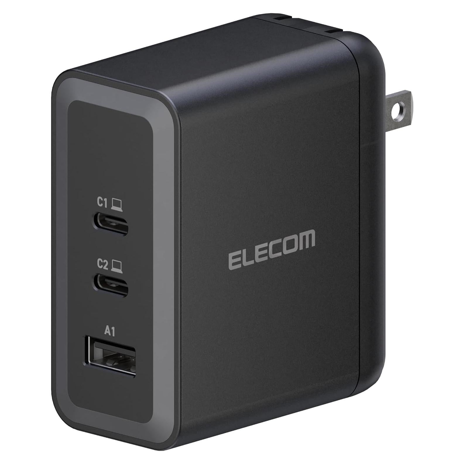 Cargador de pared USB-C 100W ELECOM, 3 puertos, carga rápida