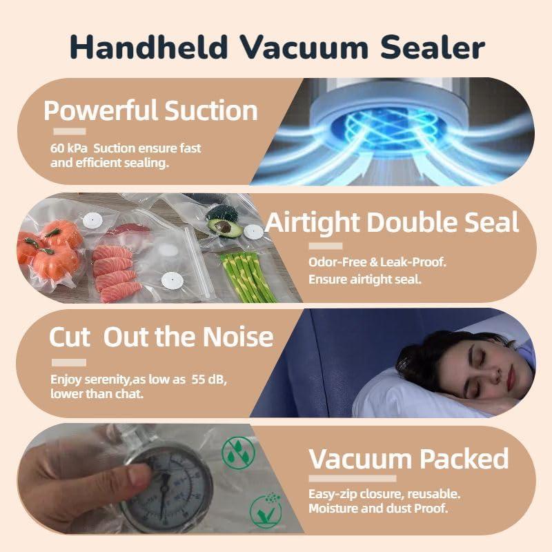 Sellador de Vacío de Mano Babluble + 14 Bolsas Reutilizables