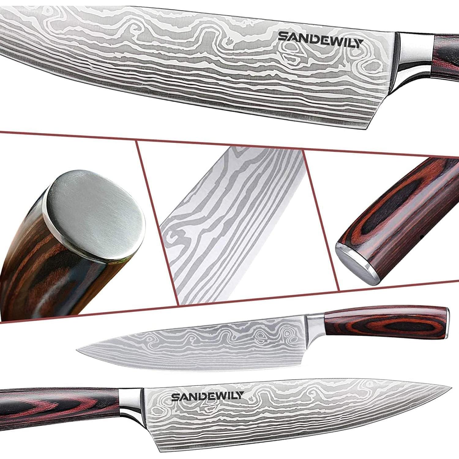 Juego de Cuchillos de Cocina Profesional SANDEWILY 3PCS Acero Inoxidable