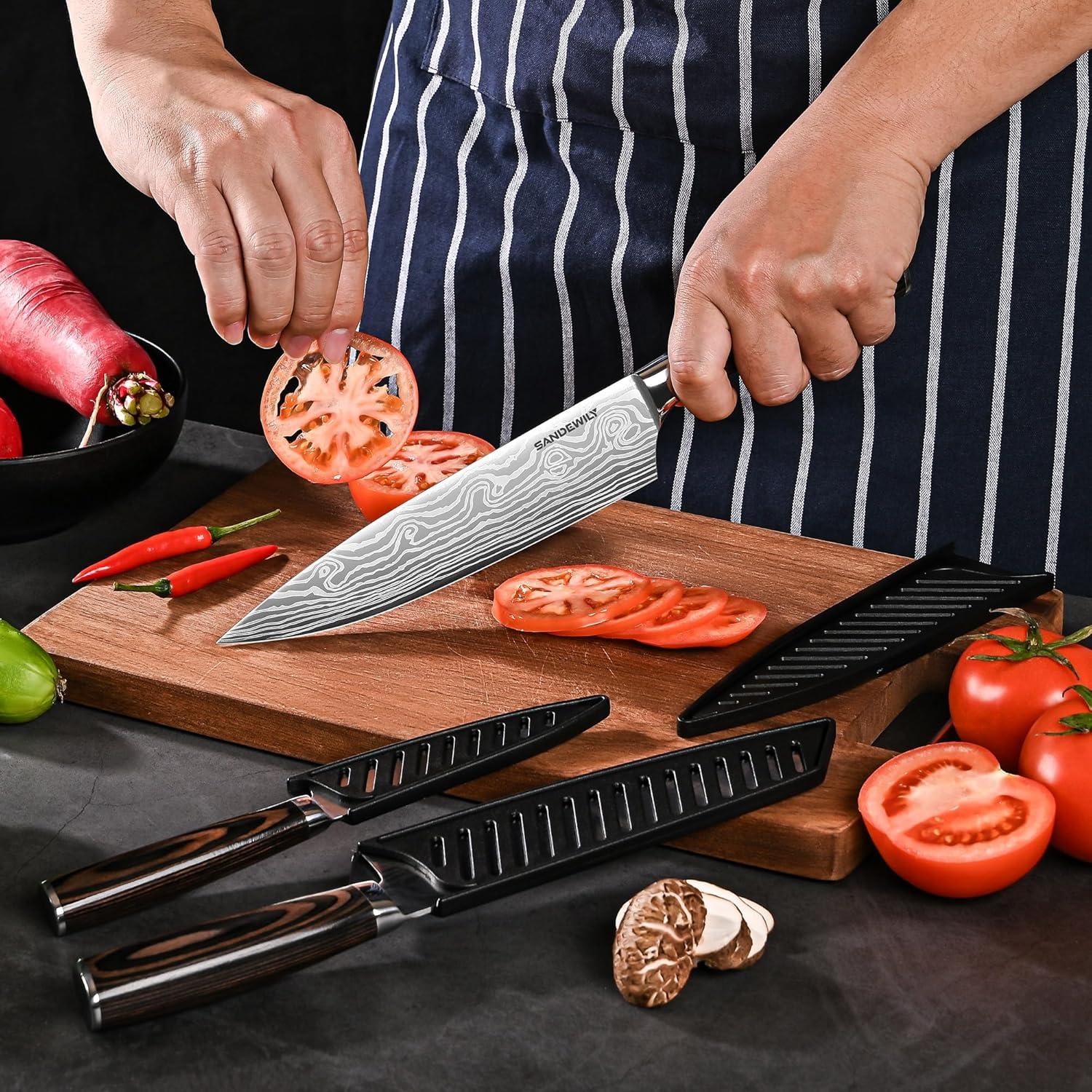 Juego de Cuchillos de Cocina Profesional SANDEWILY 3PCS Acero Inoxidable