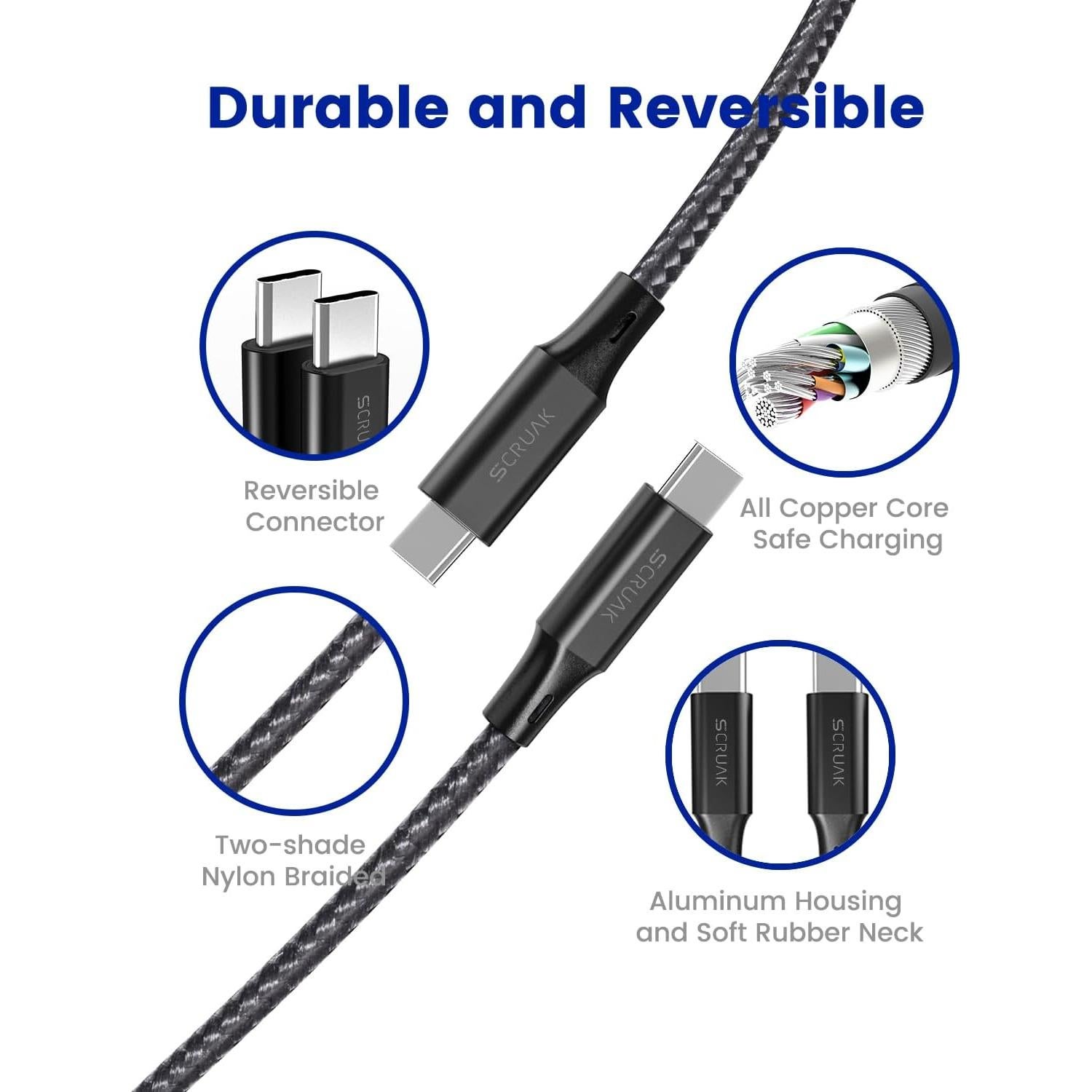 Cable de Carga Rápida USB C 5M SCRUAK para iPhone 16/17