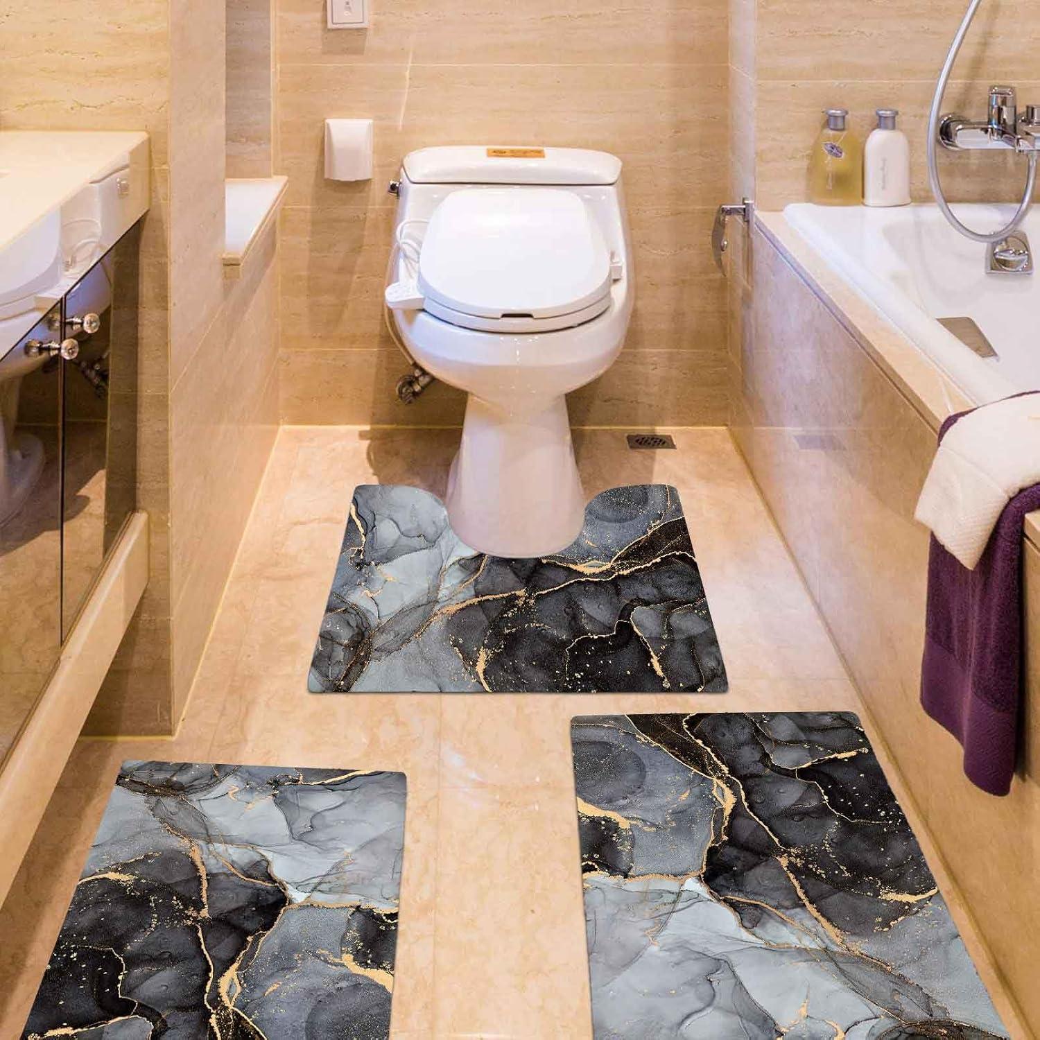 Conjunto de Alfombrillas de Baño EMMTEEY 3 Piezas Antideslizante