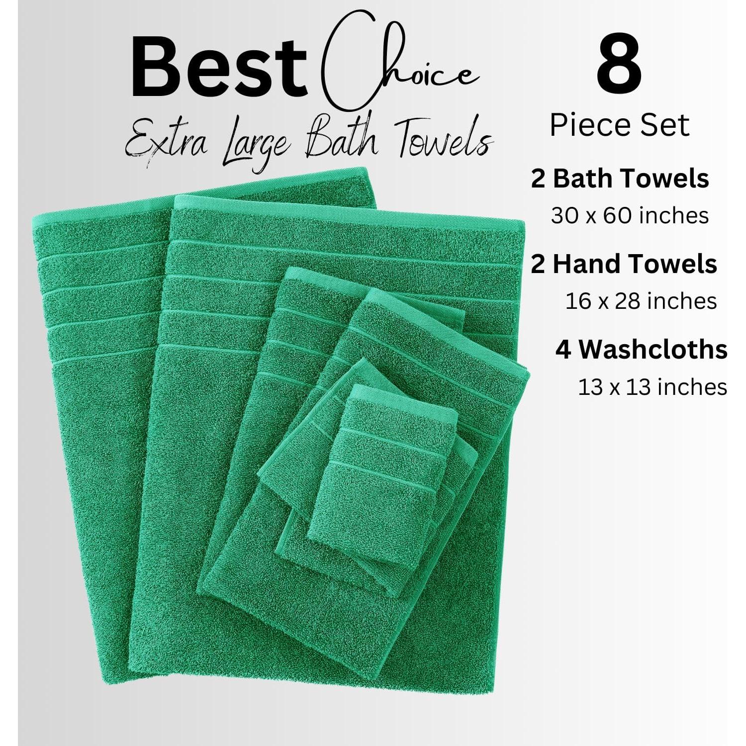 Juego de Toallas de Baño Casa Platino 100% Algodón 8 Piezas Esmeralda