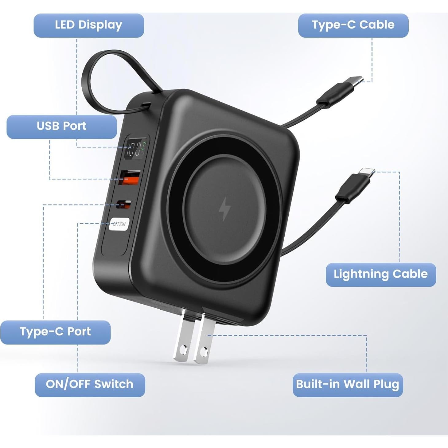 Cargador Portátil Magnético 10000mAh POAQCIF Negro