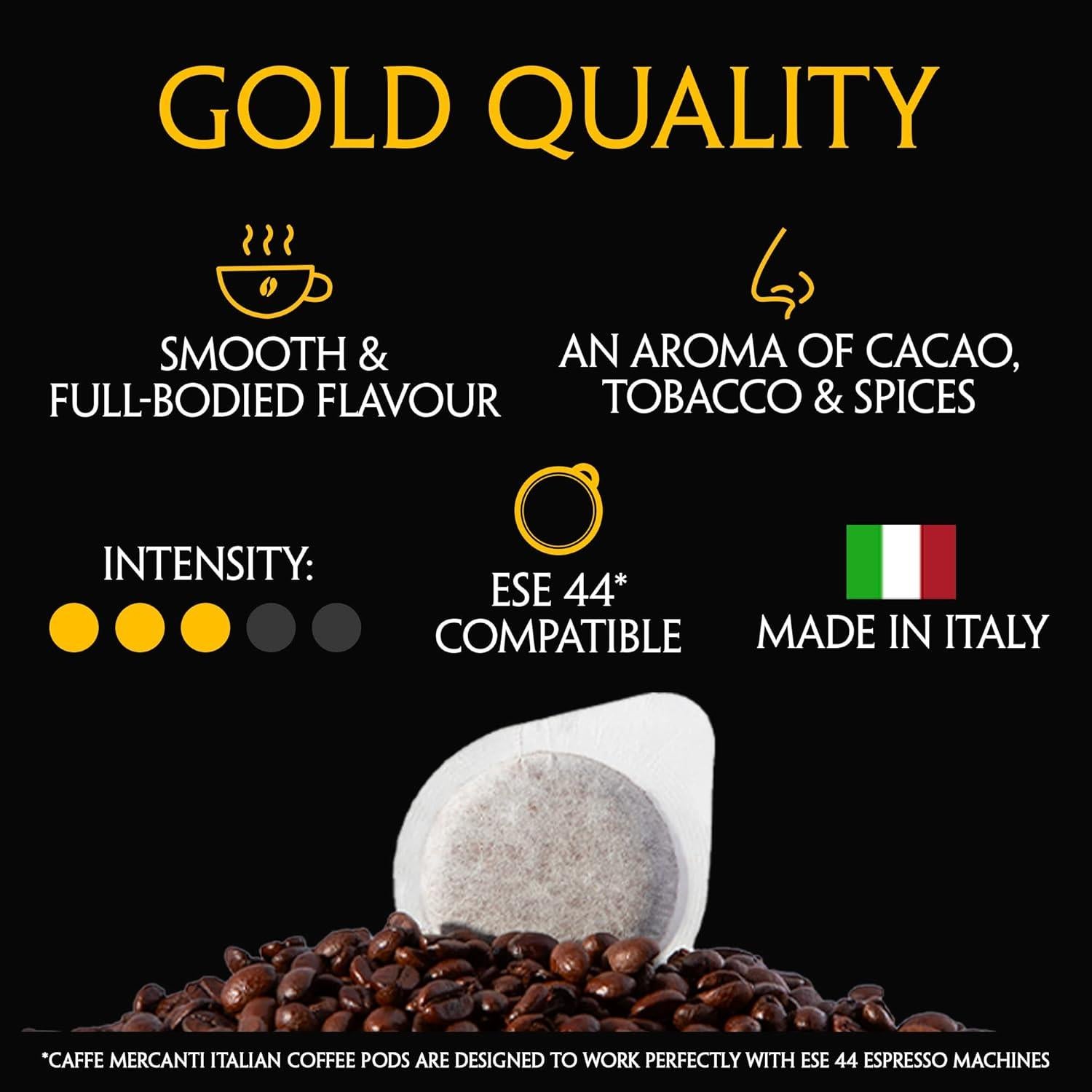 Caffe Mercanti Oro - 150 Cápsulas de Café Italiano ESE 44mm