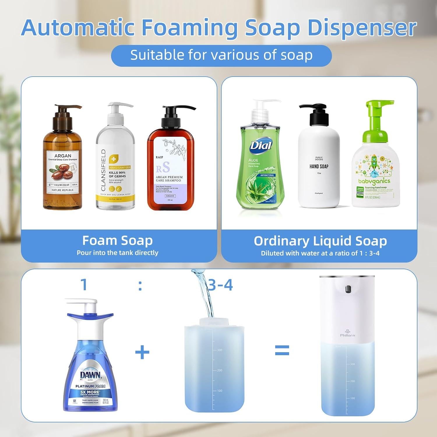 Dispensador Automático de Jabón Espumoso Philorn 400ml USB-C