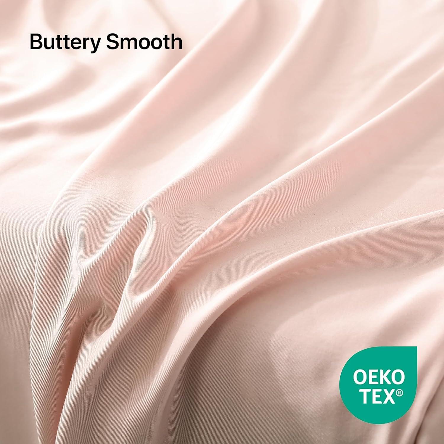 Juego de Sábanas NATUREFIELD Individual 100% Rayón Bambú Rosa