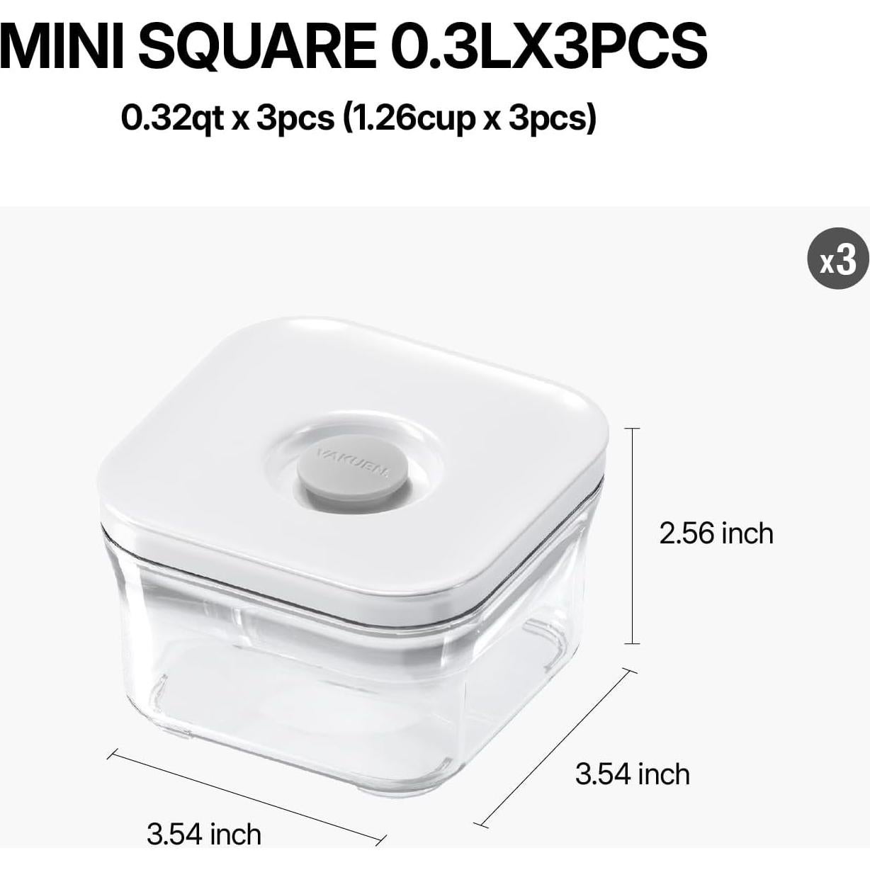 Contenedores de Almacenamiento al Vacío VAKUEN 3pcs 0.3L
