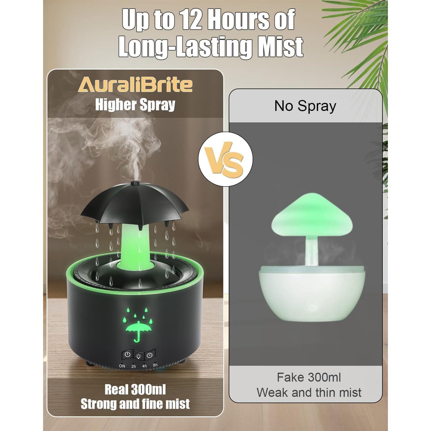 Humidificador Difusor de Aceite AuraliBrite V88 Negro 2-en-1