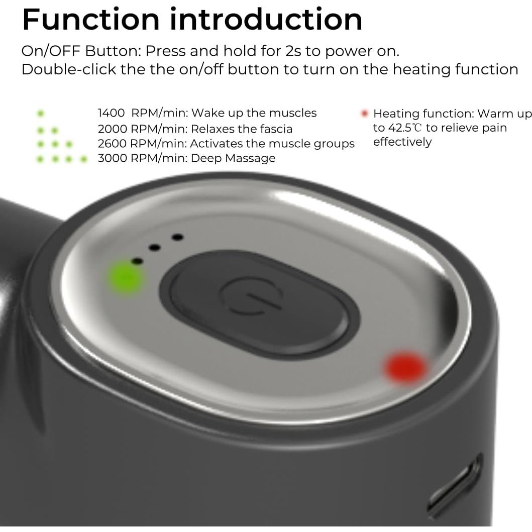 Mini Pistola de Masaje AEROVITA con Calor y 4 Cabezas - 0.27kg