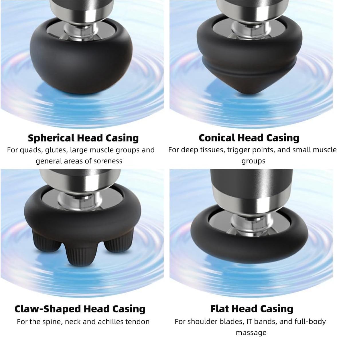 Mini Pistola de Masaje AEROVITA con Calor y 4 Cabezas - 0.27kg