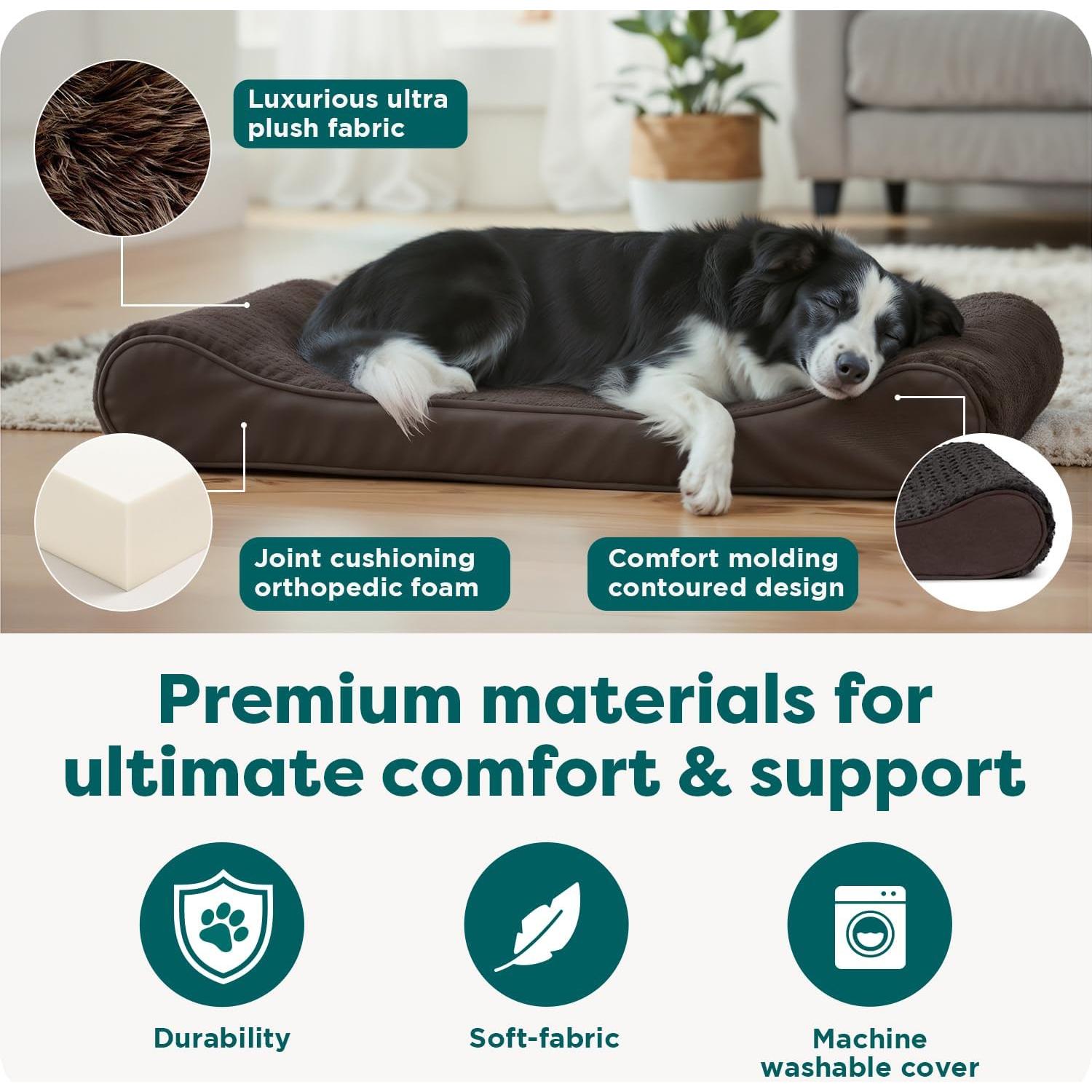 Cama ortopédica Furhaven para perros grandes y medianos - Chocolate