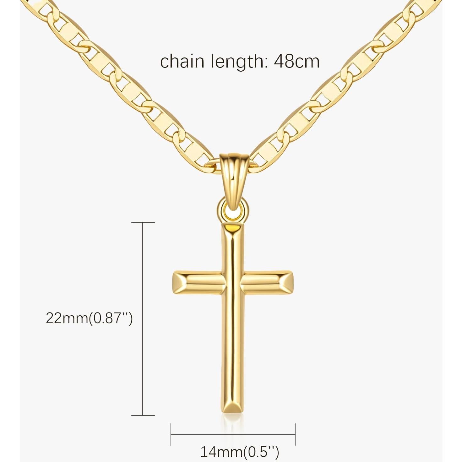 Collar Cruz Minimalista Oro 14K para Mujeres 26mm