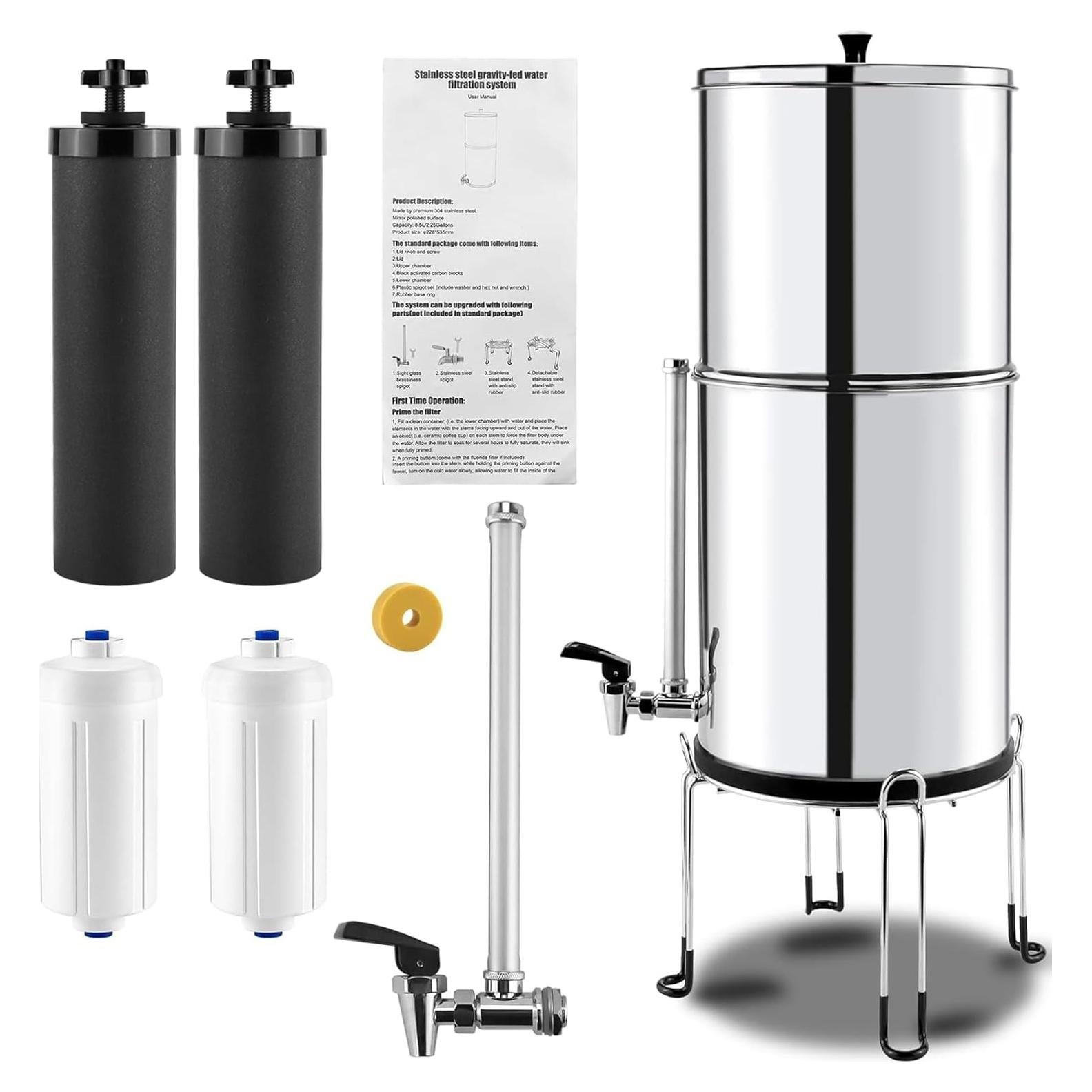 Sistema de filtración de agua Fetechmate 8.5L con filtros de carbón