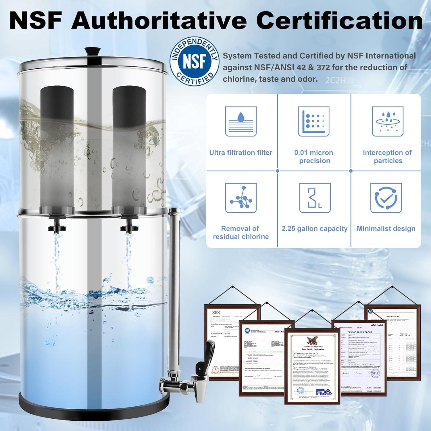 Sistema de filtración de agua Fetechmate 8.5L con filtros de carbón