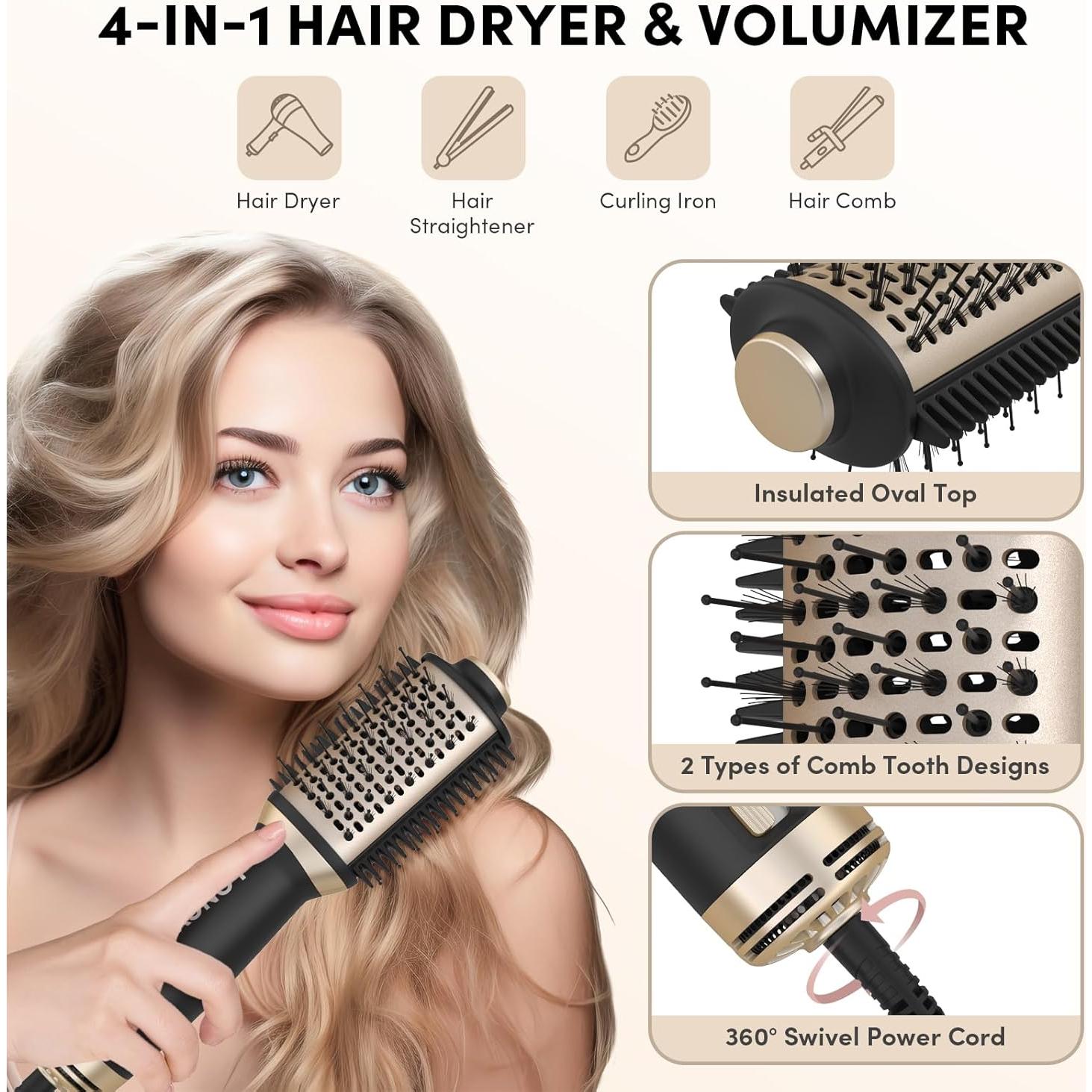 Cepillo Secador de Cabello Longyu SM-6126 Doble Voltaje 110V-240V