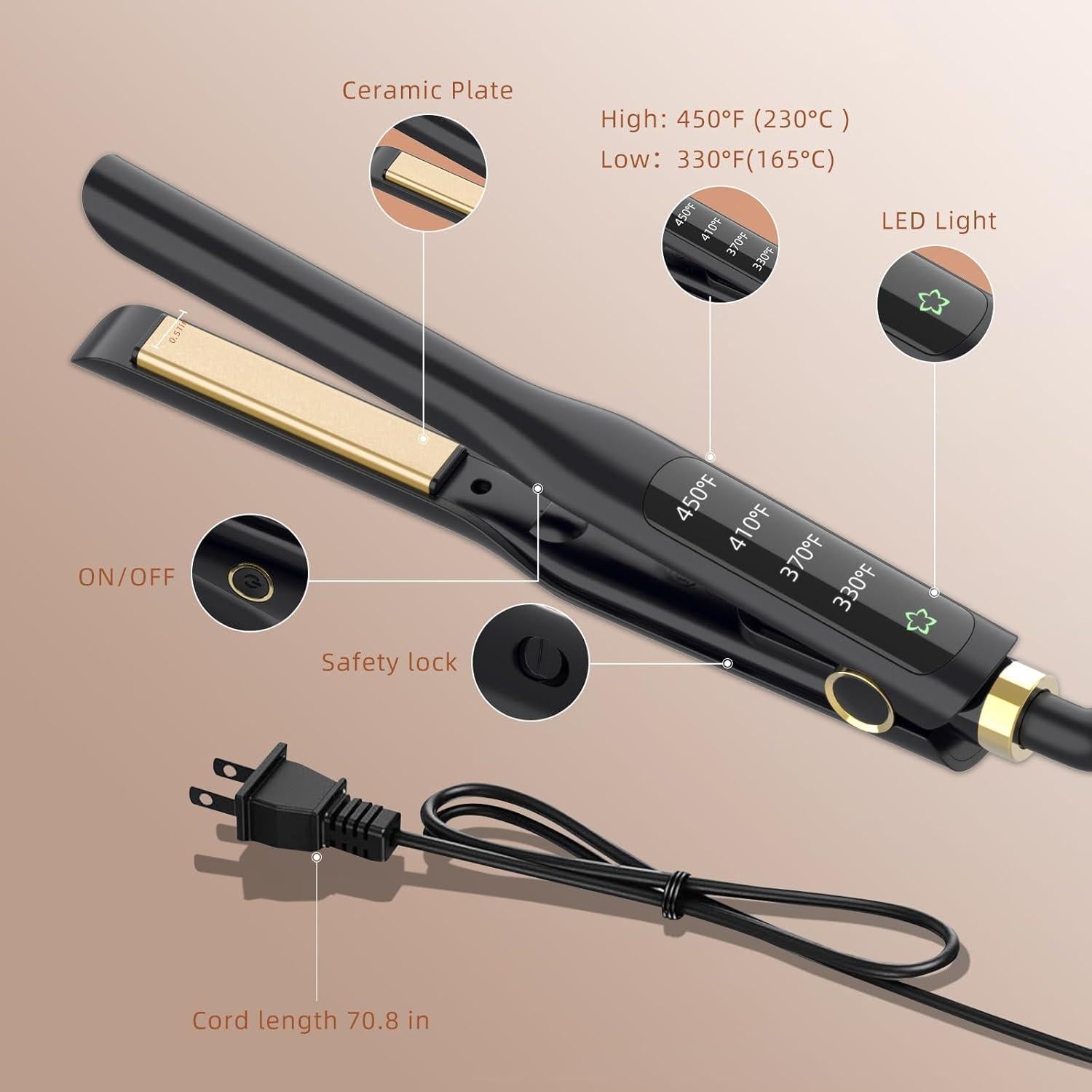 Plancha y Rizadora de Cabello 2 en 1 Arhoet XN-H3 0.5" Cerámica