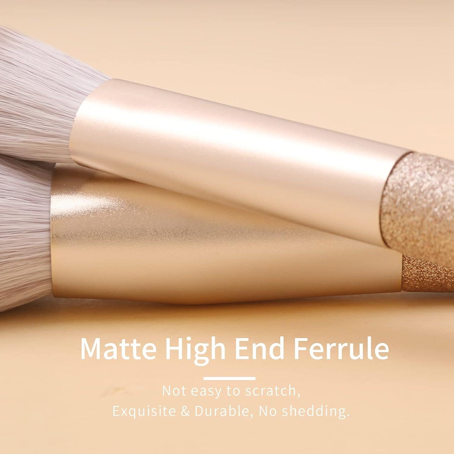 Juego de Brochas de Maquillaje Natural ORRA 10 Piezas Oro Blanco