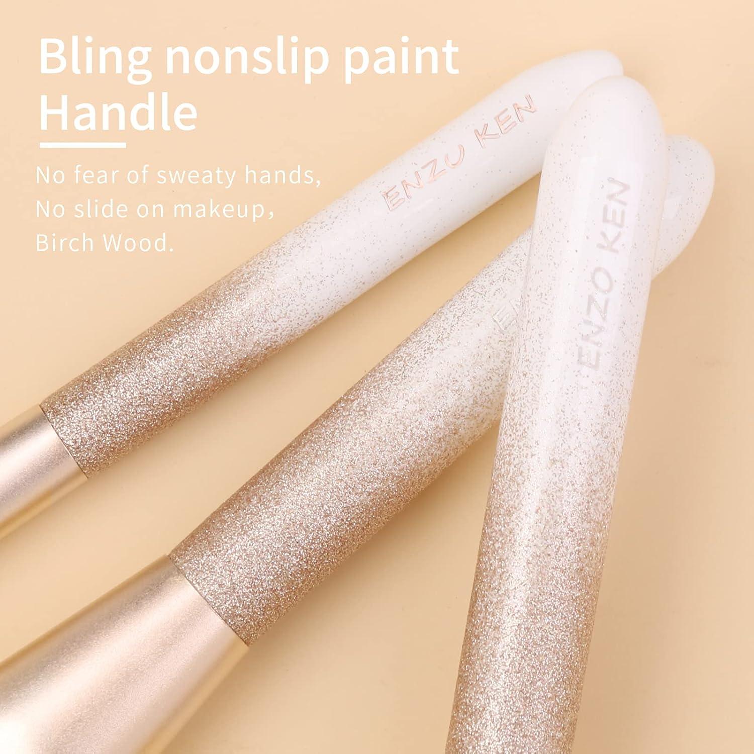 Juego de Brochas de Maquillaje Natural ORRA 10 Piezas Oro Blanco