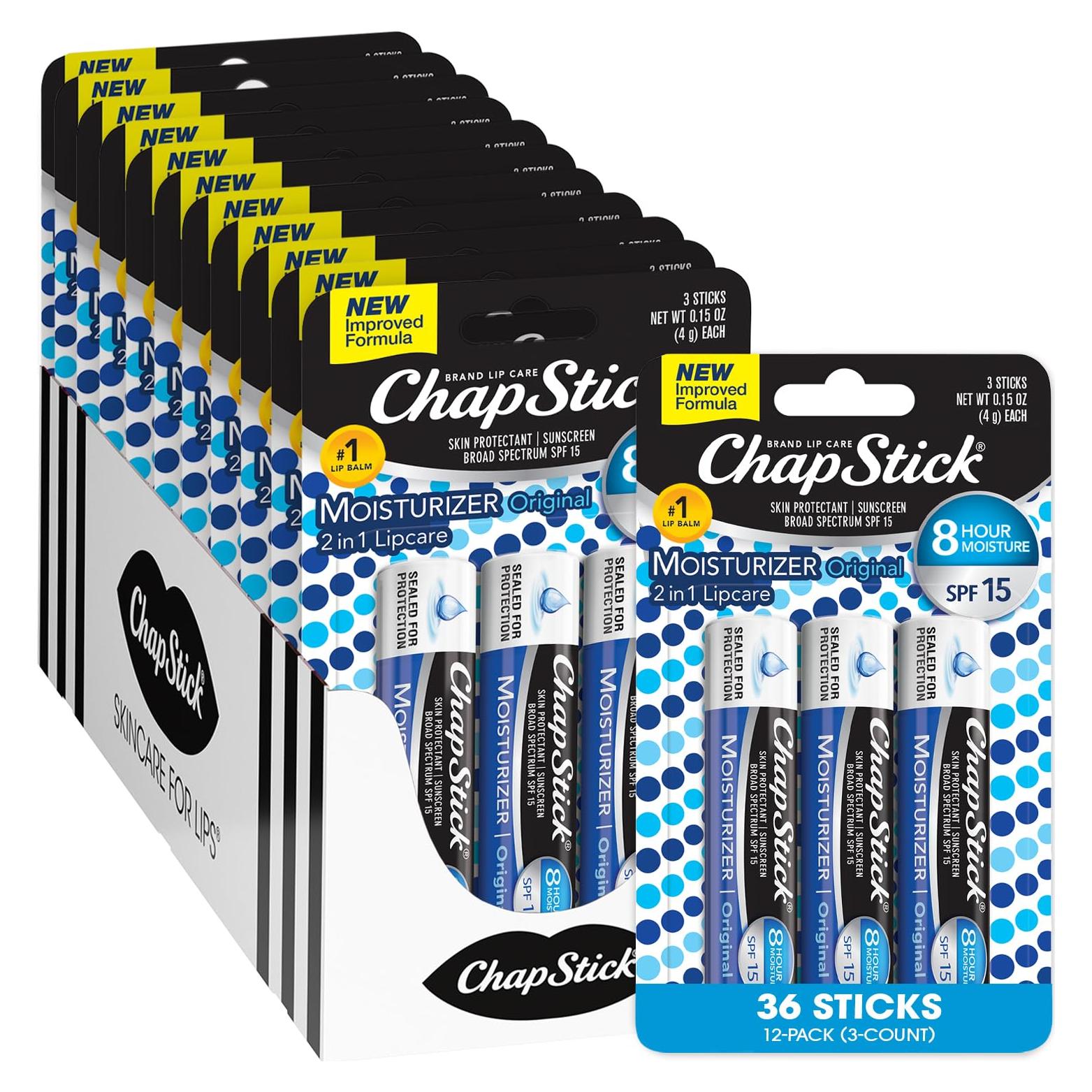 Bálsamo Labial Hidratante ChapStick 2-en-1 SPF 15 - 36 Tubos