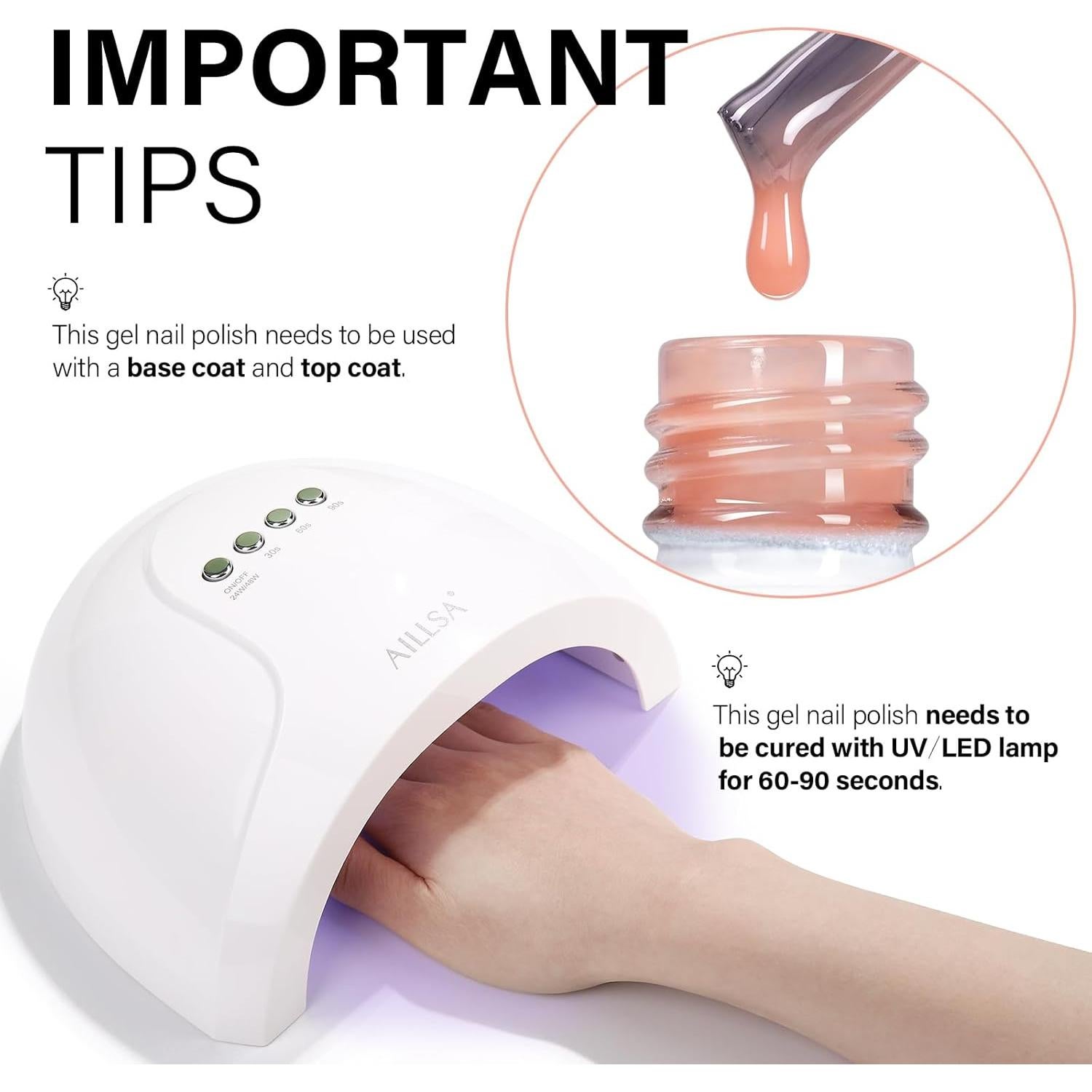 Esmalte de Uñas en Gel AILLSA Nude 15 ml Larga Duración