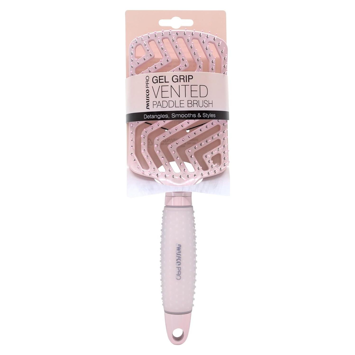 Cepillo de Pelo Ventilado Swissco con Gel Grip Rosa Ballet