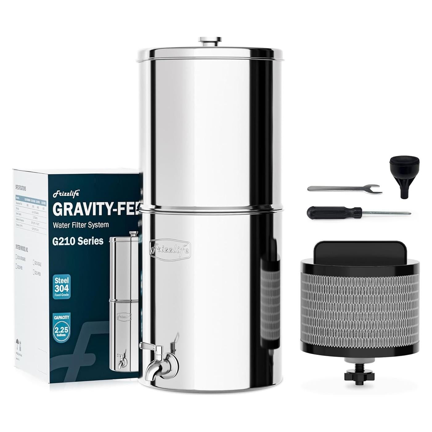 Filtro de Agua Frizzlife G210, Acero Inoxidable 8.5L