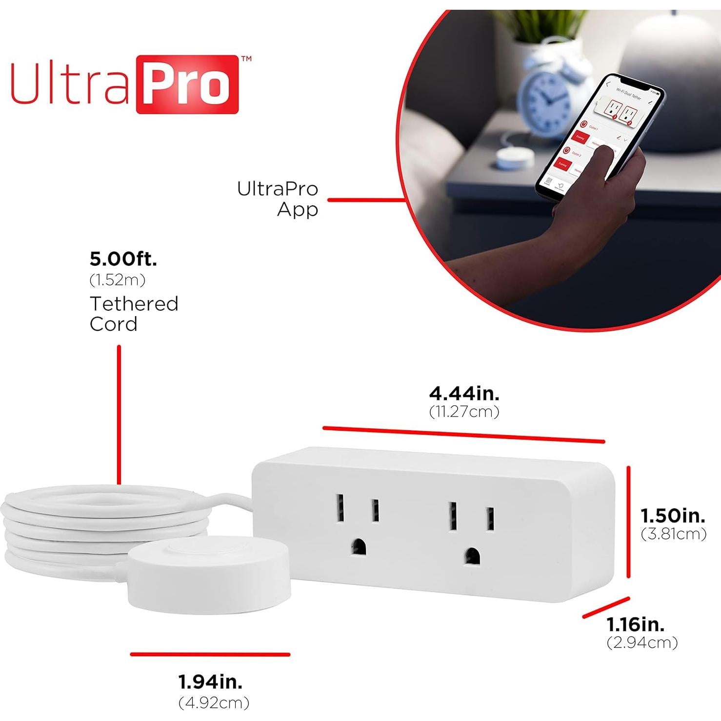 Enchufe Inteligente Doble UltraPro WiFi 2.4GHz con Tether