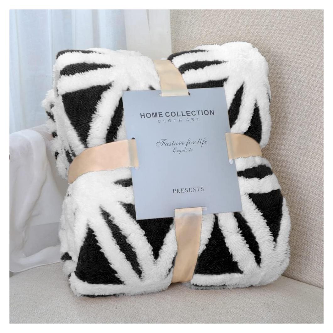 Manta de Forro Sherpa LOMAO 130x160cm Negra Suave Doble Cara