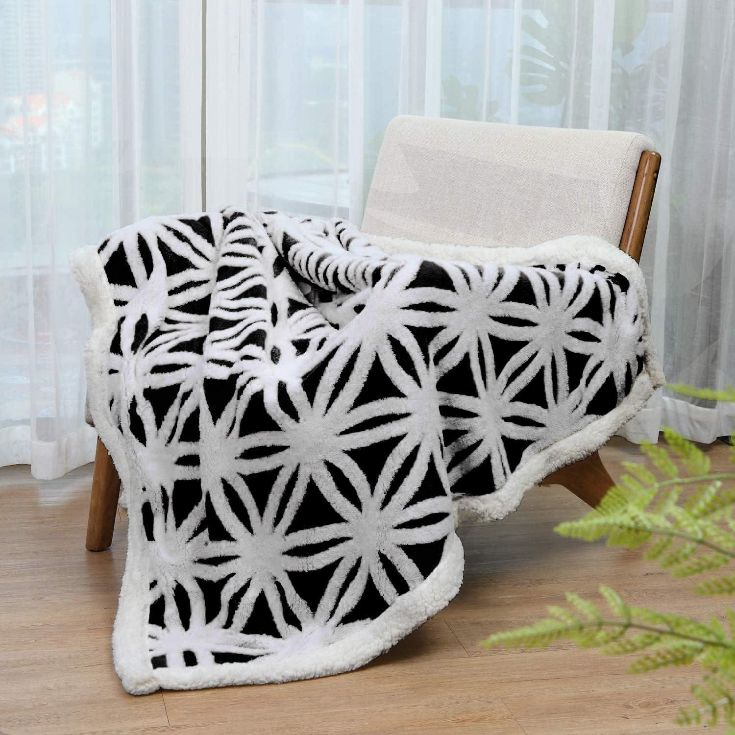 Manta de Forro Sherpa LOMAO 130x160cm Negra Suave Doble Cara