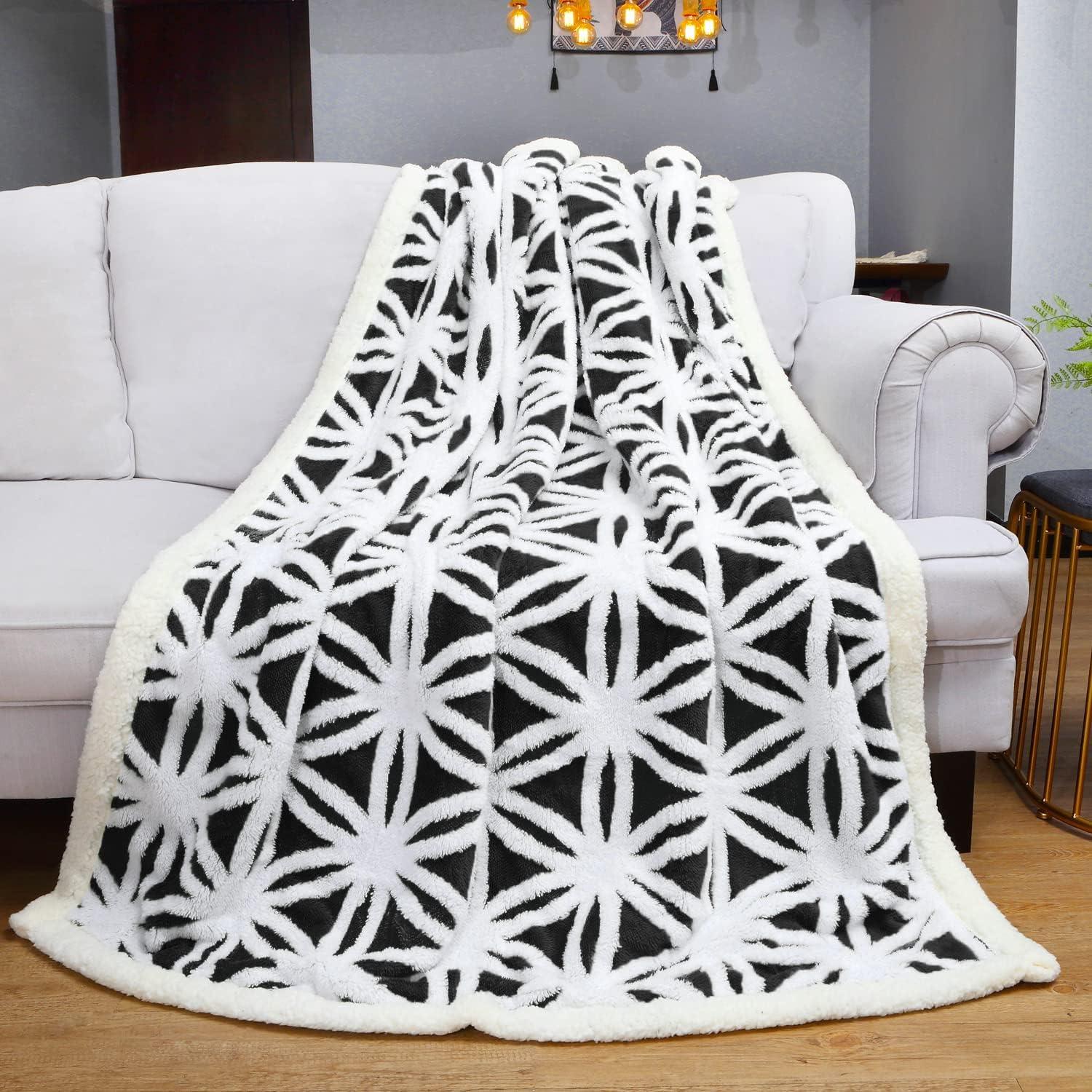 Manta de Forro Sherpa LOMAO 130x160cm Negra Suave Doble Cara