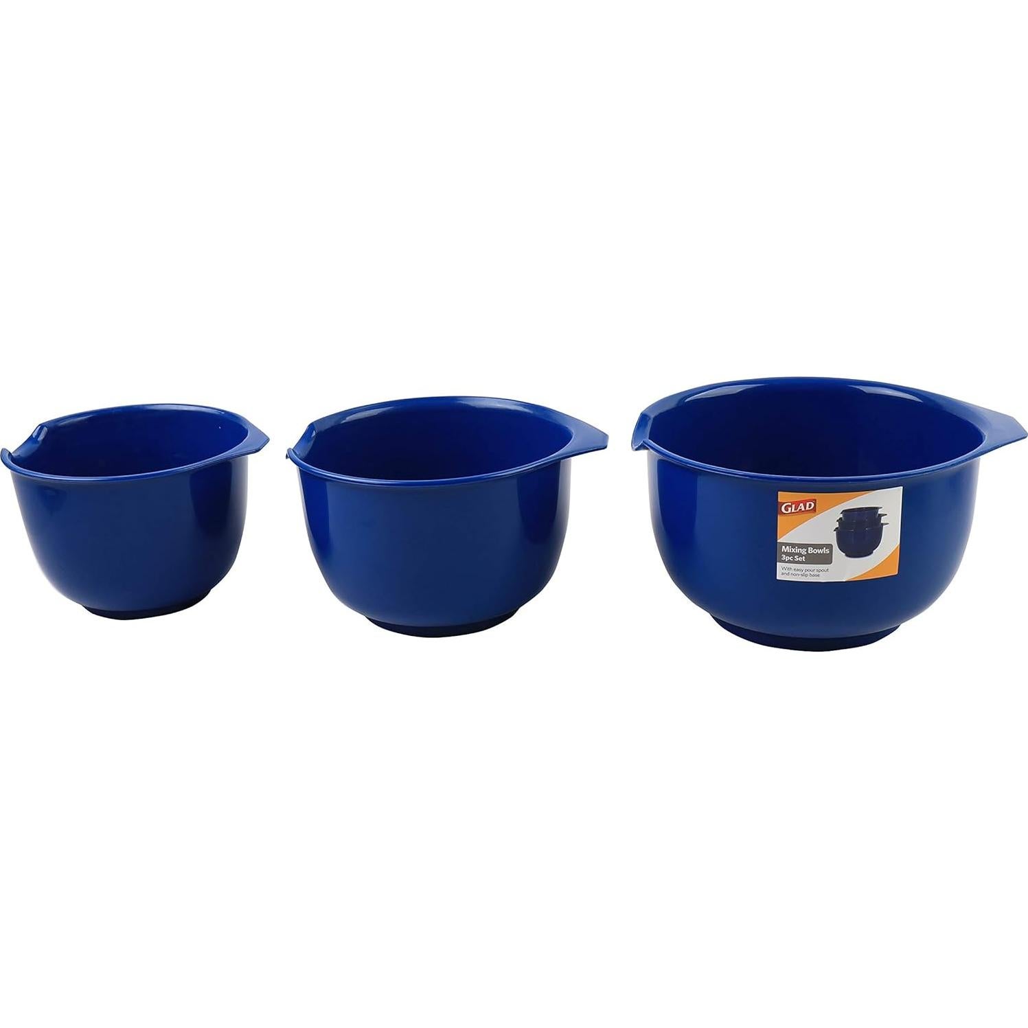 Juego de 3 Tazones de Mezcla Glad Antideslizantes 2.6L Azul