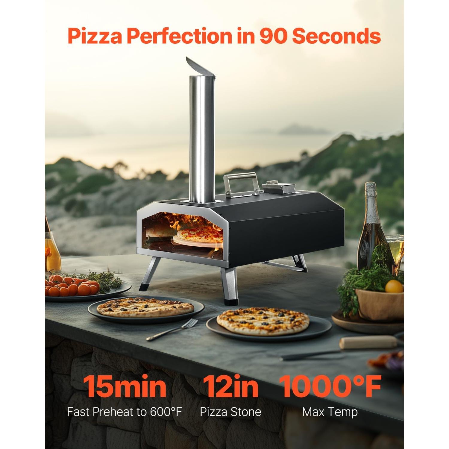 Horno de Pizza VEVOR Multifuncional 12" Gas y Leña Portátil